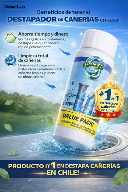 Pack Clean Flow Kit🚿 Limpieza total del baño + flujo libre en cañerías