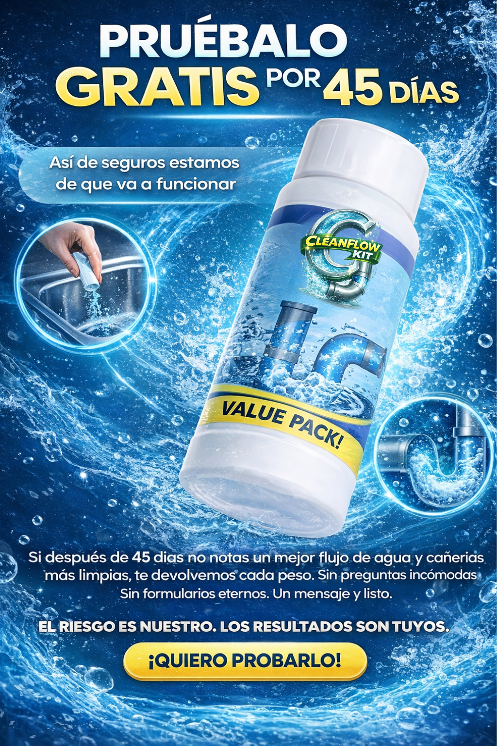 Pack Clean Flow Kit🚿 Limpieza total del baño + flujo libre en cañerías